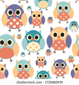 Owl Seamless Pattern Background Vector Illustration EPS10
