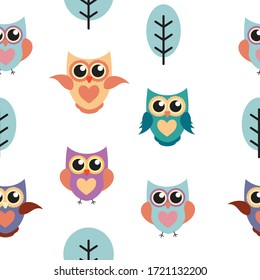 Owl Seamless Pattern Background Vector Illustration EPS10

