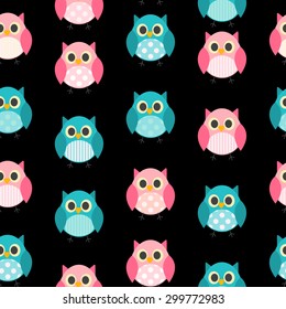 Owl Seamless Pattern Background Vector Illustration EPS10