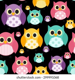 Owl Seamless Pattern Background Vector Illustration EPS10