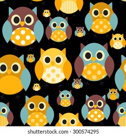 Owl Seamless Pattern Background Vector Illustration EPS10