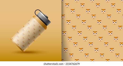 Owl seamless pattern with bottle