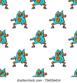 Owl seamless pattern. Cartoon owl baseball player with baseball bat his hand seamless pattern on white background isolated. Stock Vector Illustration. Cartoon style. 