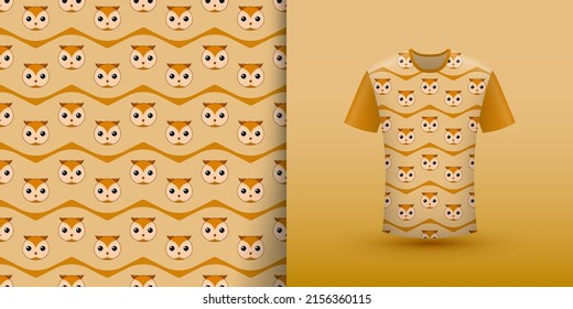 Owl seamless pattern with shirt