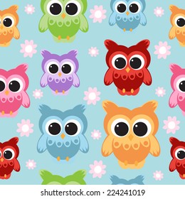 Owl seamless pattern . vector