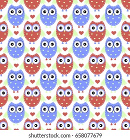 Owl seamless pattern vector