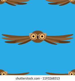Owl seamless pattern. Vector illustration of cartoon owl seamless pattern. Funny owl.