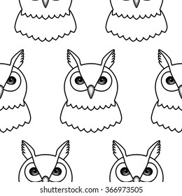 Owl seamless pattern. Vector illustration of seamless pattern with abstract owls