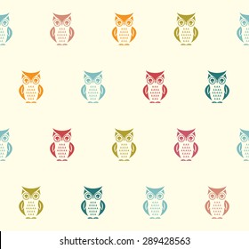 Owl Seamless Vector Pattern