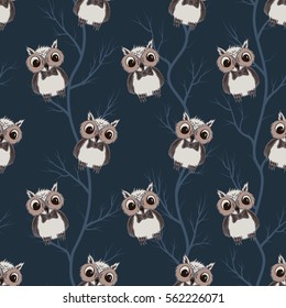 Owl seamless vector pattern
