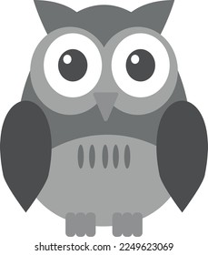 Lechuza de tonos grises en un estilo plano. Archivo vector para diseños.