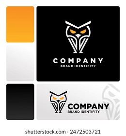 Owl shaped logo design. with a geometric, flat style, without color gradations, with neat shapes