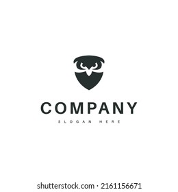 Owl shield logo design illustration