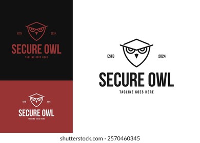 Owl shield logo design for security template vector symbol illustration
