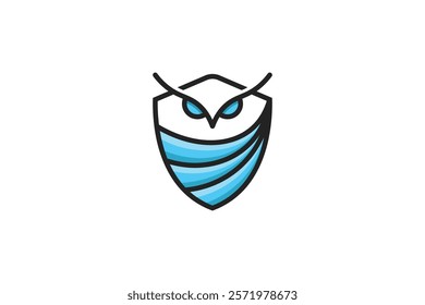 owl shield logo outline filled style