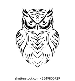 Owl silhouette artwork isolated on white background, Sticker, wall art decor, kids Wall decals and minimalist poster design.