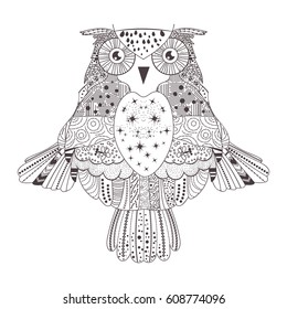 Owl Silhouette Black Illustration On White Stock Vector (Royalty Free ...