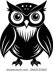 A owl silhouette black vector artwork illustration