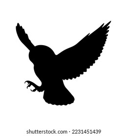 owl silhouette black and white icon 4