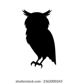 owl silhouette black white vector illustration