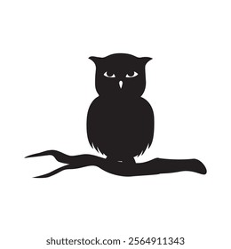 owl silhouette design. predator bird in night.