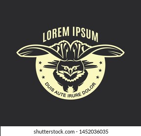 Owl silhouette. Eagle owl with spread wings