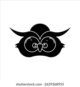 owl silhouette, Owl Head Silhouette - Animal Icon, Black silhouette vector illustration of a cute owl head. Perfect for icons, logos, signs, and flat graphic designs.