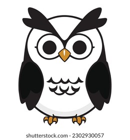 Owl silhouette Icon Vector on Black White illustration