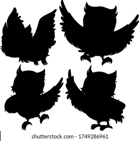 Owl with its silhouette illustration