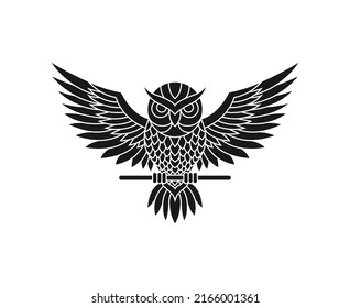 owl silhouette logo design vector template