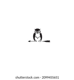 owl silhouette on tree illustration icon vector