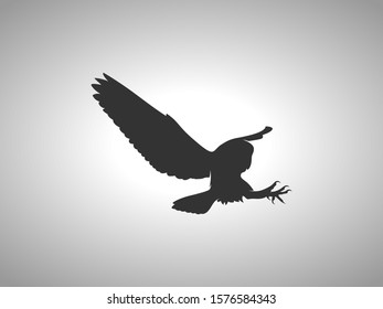 Owl Silhouette on White Background. Isolated Vector Animal