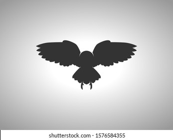 Owl Silhouette on White Background. Isolated Vector Animal
