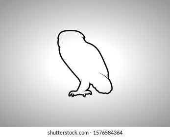 Owl Silhouette on White Background. Isolated Vector Animal