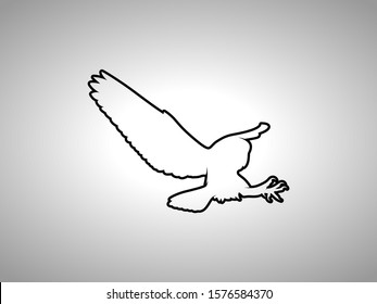 Owl Silhouette on White Background. Isolated Vector Animal