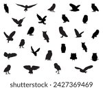 Owl silhouette vector art white background