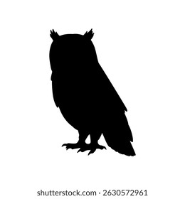 Owl silhouette vector flat illustration on white background.