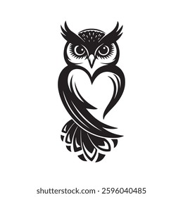 Owl Silhouette vector icon logo illustration on white background