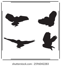 
 Owl Silhouette of vector illustration on white background.