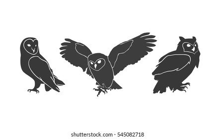 owl silhouettes on the white background
