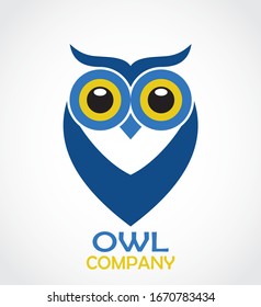 diseño del logo azul simple del búho
