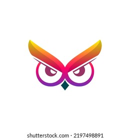 Owl simple color gradient logo design