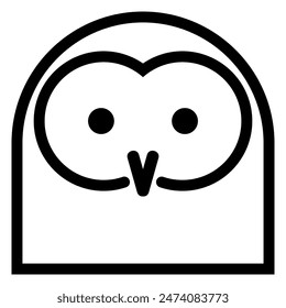 Owl, simple line icon on a white background, symbol of a bird.