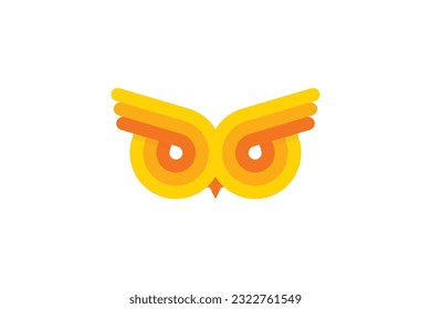 Owl Simple Logo Design Templates yellow gradient color for your brand