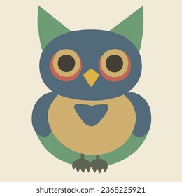 Owl, simple vector, flat style, no shadow, vector style, icon.