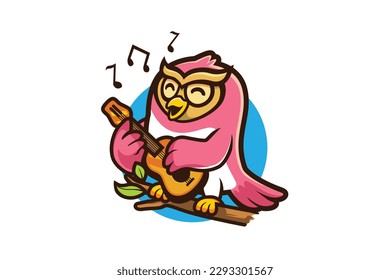 Owl sing Mascot Logo Cartoon Symbol Vektorgrafik