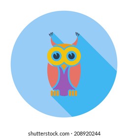 Owl. Single flat color icon. Vector illustration.