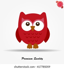 Owl single flat icon on white background. 