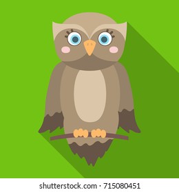 Owl, single icon in flat style.Owl, vector symbol stock illustration web.