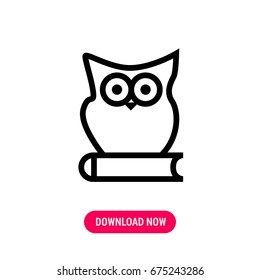 The owl sitting on book vector icon 